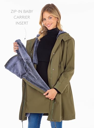 MAMARELLA 3in1 Umstandsjacke in Khaki, Damen Parka Tragejacke für Mama und Baby, Schwangerschaftsjacke Winter mit Babyeinsatz (DE/NL/SE/PL, Numerisch, 46, Regular, Regular, khaki)