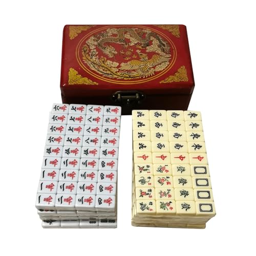 Mini Mahjong de madera con 144 fichas fáciles de leer para toda la familia