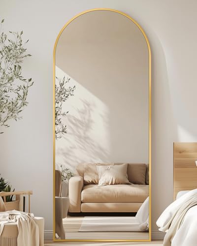 58x19 Gold Arch Floor Mirror - Freestanding Full-Length Mirror for Bedroom and Living Room