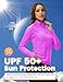 MoFiz Women's Long Sleeve Golf Polo Shirt 1/4 Zip UPF 50+ Sun Protection Quick Dry Lightweight Athletic Hiking Running Tops Purple XL