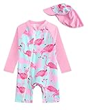 WYTbaby Maillot de bain une pièce pour bébé   Vêtement UV avec fermeture éclair   Protection UV   Maillot de bain pour tout petits garçons et filles de 3 mois à 3 ans, Flamant rose, 18 24 mois