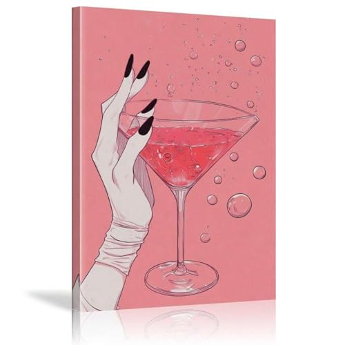 Affiche de cocktail vin rouge avec cadre 30x45cm pour salon