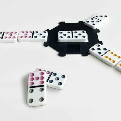Goliath - DOUBLE 9 DOMINOS, klasyczna rodzinna gra planszowa dla dzieci od 5 lat, 55 ponumerowanych klocków domino dla 1 do 8 graczy, metalowe pudełko podróżne do gier domino