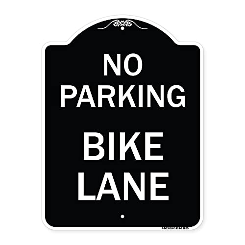 SignMission Designer Series Sign - No Parking, Bike Lane | Black & White 18" x 24" Heavy-Gauge Aluminum Architectural Sign | Protect Your Business & Municipality | Made in The USA