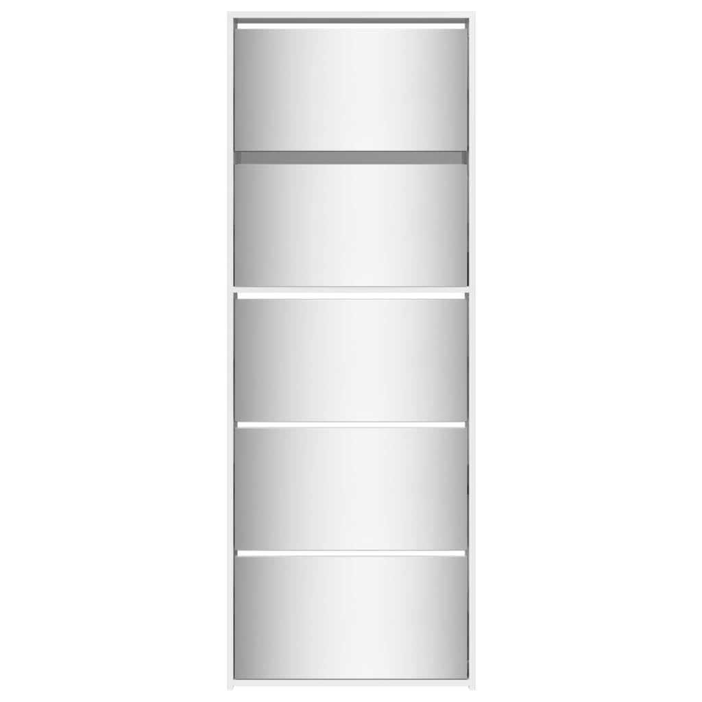 Rantry Scarpiera con Specchio a 5 Livelli Bianco Lucido 63x17x169,5 cm Mobili, Scaffale Portascarpe Organizzatore per Scarpe Stoccaggio Salva Spazio per Corridoio