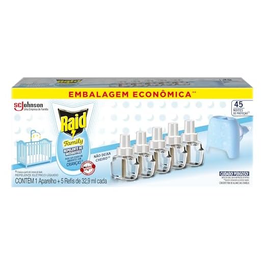 Raid Repelente Eletrico Líquido Family, 45 Noites, 5 Refis de 32,9ml