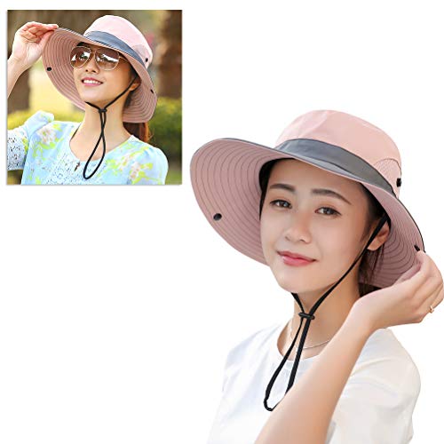 Chapéu de sol feminino LIOOBO com proteção UV e proteção solar (rosa)