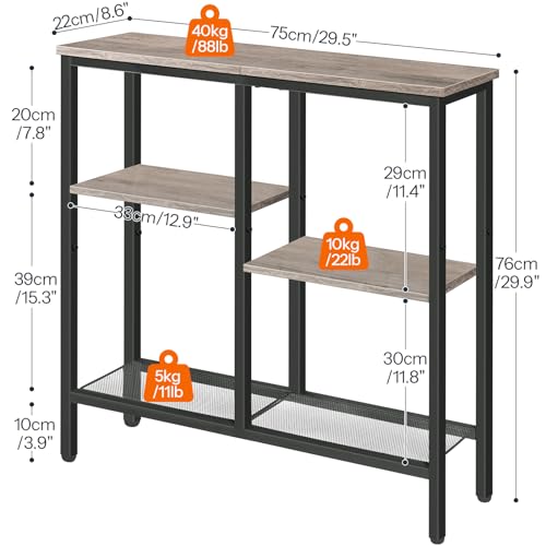 HOOBRO Schmaler Konsolentisch, 75 cm Beistelltisch, Flurtisch, Kleiner Ausstellungstisch, Sofatisch für kleinen Raum, für Eingang, Flur… – Ansicht 3