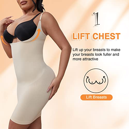 Takusun Women's Shapewear Full Slips Open Bust Tummy Control Seamless Hourglass Body Shaper Slimmer Sexy For Under Dresses #TOP1