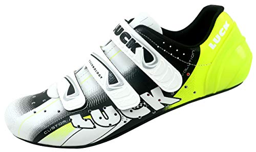 LUCK Chaussures de cyclisme EVO rouge pour la route, avec semelle en carbone, très rigide et légère et triple bande Velcro - Image 3