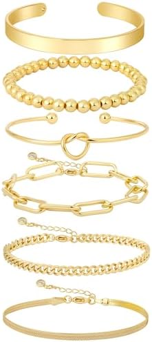 Gold Bracelet Stack for Women & Men,Fashionable Layered Waterproo...
