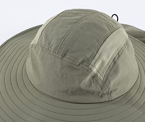 Image of Home Prefer Mens UPF 50+ Sun Protection Cap Wide Brim Fishing Hat with Neck Flap