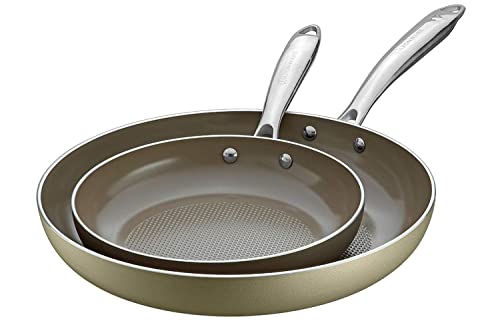 WaxonWare Hive Keramik-Kochgeschirr-Set mit Antihaftbeschichtung 2PCS Set braun Cover