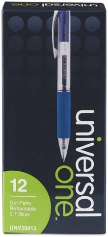 (3 Pack Value Bundle) UNV39913 Clear Barrel Roller Ball Retractable Gel Pen, Blue Ink. Medium, Dozen