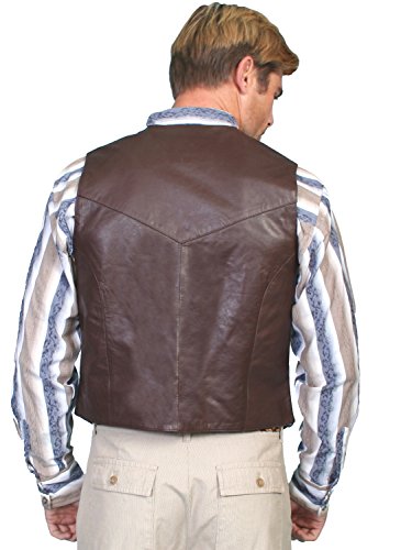 Scully Mens Brown Soft Lamb Western Snap Vest2