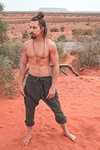 Ajjaya Mens Cotton Pants Green Drop Crotch Harem Alibaba Yoga Comfortable Breathable One Size Loose Fit Festival Boho Hippie Natural Earthy #TOP2