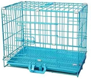 Kapoor Enterprise Single Door Folding Metal Dog Cage/Crate/Kennel 18 Inch Blue with Removable Tray Rabbit Cages Hard Crate Pet Crate Dog Cage