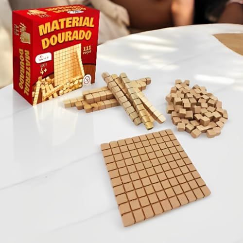 Jogo Educativo Material Dourado Individual - 111 Peças em Madeira para Aprendizagem Ativa