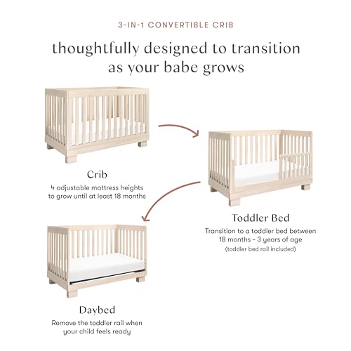 Babyletto Modo 3-in-1 Convertible Crib with Toddler Bed Conversion Kit in Washed Natural, Greenguard Gold Certified - Thumbnail 5