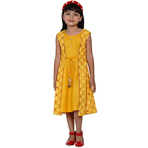 Image of Bitiya By Bhama Girl's Silk A-Line Knee-Length Casual Dress