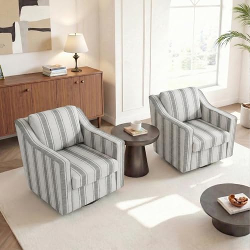 Swivel Accent Chairs Set of 2, Mid Century Round Barrel Arm Chair...