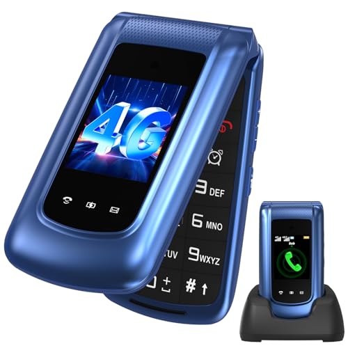 uleway 4G Téléphone Portable Senior Débloqué, Téléphone Portable à Clapet avec Grandes Touches, Double SIM, Double Écran 2,4