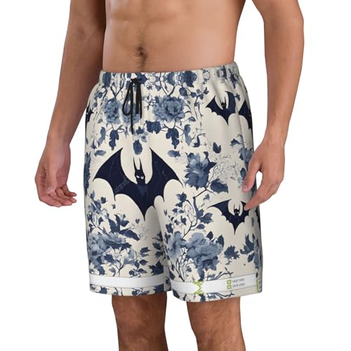 Bat Pattern Print Men's Beach Pants Lightweight Quick-Dry Swim Pants with Mesh Lining for Men2