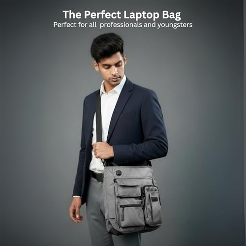 Image of USUAL EdgeWise Laptop Bag for Men Office Use | 15.6 /16 Inch Laptop Sleeve (16 Inch+) | Water Resistant Messenger Briefcase | Executive Office Bag | Side Laptop Bag for men | Detachable Shoulder Strap