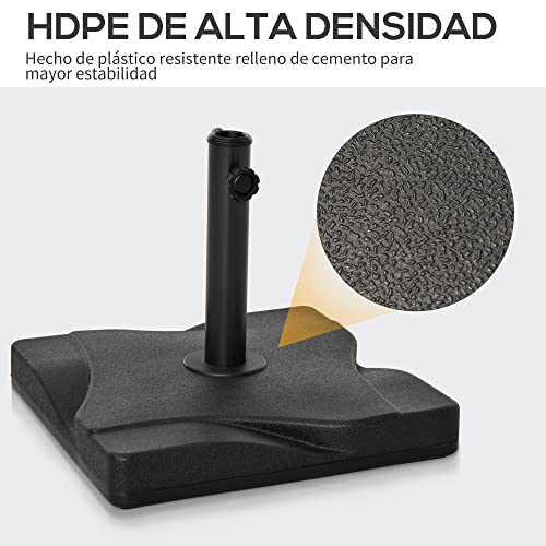 Base de sombrilla Outsunny de 20 kg con cemento apta para postes de 32 a 48 mm de diámetro 4