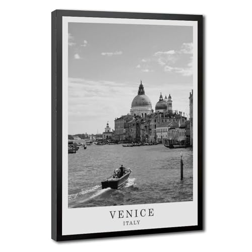 HKXAG Venice Travel Print Black And White Venice City Canale Grande Poster Italy Wall Art Print Minimalist Wall Décor Poster Gift Jpg Canvas Poster Wall Art Decor Print Picture Paintings for Living R