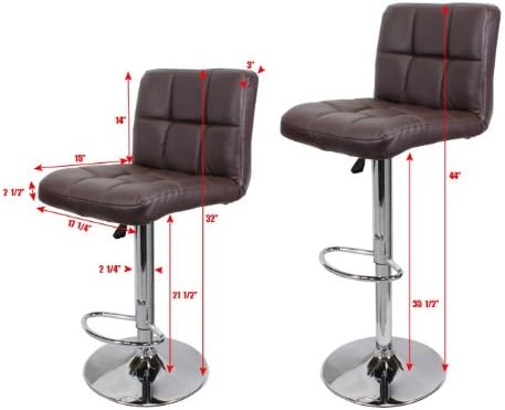 TMS® 2 Synthetic Leather Modern Design Adjustable Swivel Barstools Hydraulic Bar Stool (Coffee Brown)