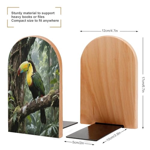 Sujetalibros de madera con base de metal económica y estable 3