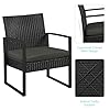 Yaheetech 3 Pieces Rattan Bistro Set, Indoor/Outdoor Wicker Patio Modern Conversation Furniture, 2 Chairs & Tempered Glass Coffee Table for Garden, Balcony, Backyard, Poolside, Black/Gray #5