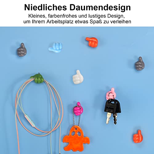 CAINCAY Daumen Wandhaken 16 Stück Wasserdichte Daumen Wandhaken, Selbstklebende Silikon Daumenhaken Kabel Clip Key Haken Wandaufhänger für Küche Bad Toilette