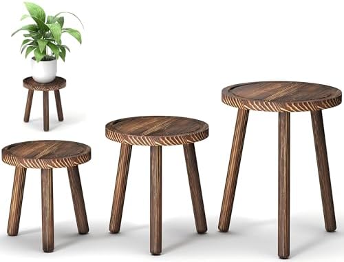 3-Pack Wood Plant Stands Indoor, Single Plant Stand for 6-12 Inch...