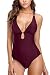 Sociala Womens Deep Plunge One Piece Swimsuit Lace up Monokini Bathing Suit