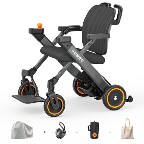 Paiseec 3-in-1 Electric Wheelchair with Push-Assist, Power Wheelchair for Adults and Seniors, Easy Operation and Folding, Airlines Approved, Foldable Wheel Chair for Travel, Indoor & Outdoor Use