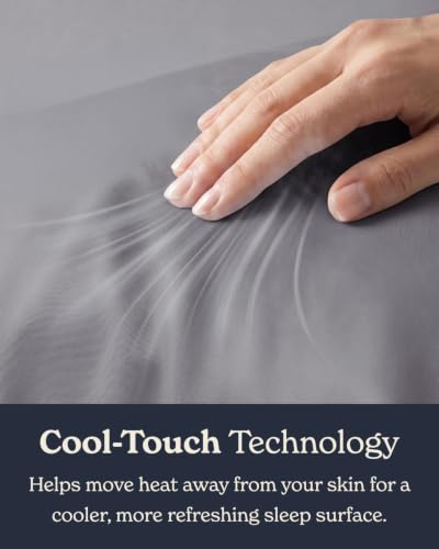 Image of Beckham Hotel Collection Cooling Pillowcases for Hot Sleepers, Standard /Queen Size Set of 2, Cool Touch Pillow Cases, Envelope Closure, Silky Soft, Breathable, Dark Gray