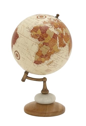 Deco 79 Contemporary Mango Wood Globe Globe, 8" x 8" x 14", Cream