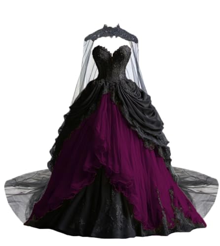 Ftupza Lace Appliques A-line Layered Wedding Dresses Sequined Tulle Wedding Gown with Cape Sweetheart Bridal Gown