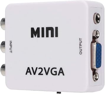 Watris Veiyi Video Converter, 480P Mini AV to VGA Adapter, Composite TV Set-Top Box Audio Video Converter White