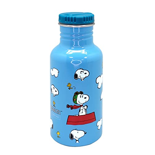 Set NERTHUS FIH 1083 Puffi - Zaino Tracolla + Borsa Sandwich Termica + Bottiglia Thermos Acciaio 500 Ml Doppia Parete