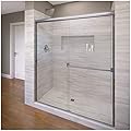 Basco Classic Semi-Frameless Sliding Shower Door, Fits 56-60 in. W x 70 in. H, 3/16 in. Clear Tempered Glass, Chrome