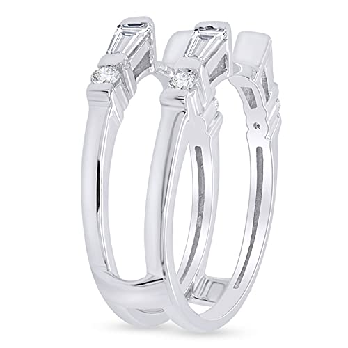 3/4 Carat Baguette & Round White Cubic Zirconia Enhancer Guard Ring In 10K Solid Gold (0.75 Cttw) 5