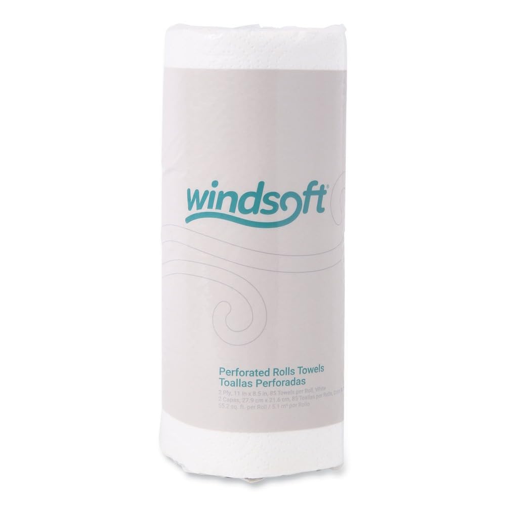 Windsoft 122085CTB 11 in. x 8.5 in. 2-Ply Kitchen Roll Towels - White (30 Rolls/Carton)