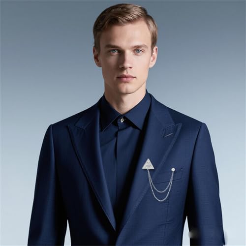 Image of 2PCS Crystal Hanging Chain Brooch Suit Pin for Men Women Vintage Crown Cross Star Diamond Broochs Gold and Silver Wedding Brooch for Clothes Dress Hats Bags Accessory