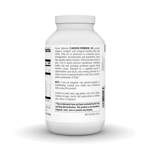 Source Naturals Flax Seed-Primrose Oil, Omega 3,6,9 Efa Complex, 1300Mg - 180 Softgels #TOP2