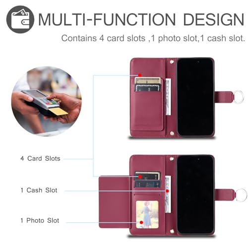 Étui portefeuille en cuir vert pour Samsung Galaxy S24 Plus avec fermeture magnétique - 5