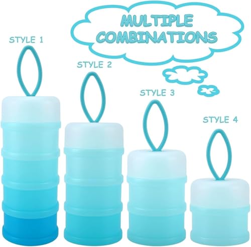Image of MINI Baby BPA Free Multi-Layer Stackable Food Storage Box Custom Logo Manual Dispenser for Travel Leakproof Portable Milk Powder Container (Blue)
