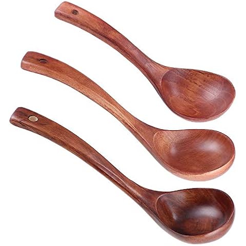 3er Pack Holz Naturholz Suppenlöffel Cover